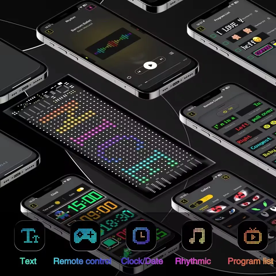 Lâmpada de logotipo de pixel de matriz led rgb para carros rolagem publicidade painel led luz de exibição flexível diy padrão de texto personalizado luz usb