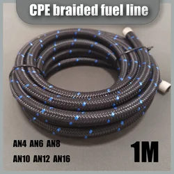 1M Nylon woven fuel hose Oil Gas Cooler Hose  Stainless Steel Braided Inside CPE Rubber The model has AN4/6/8/10/12/16/20