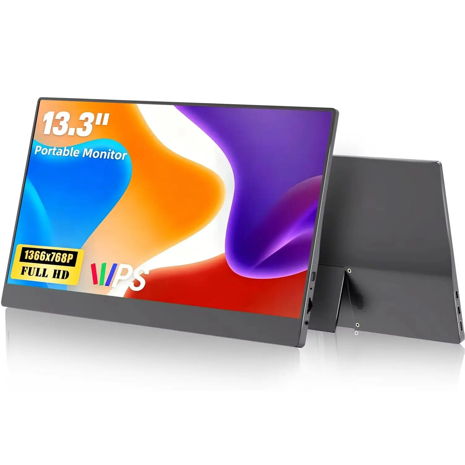13.3 Inch 1366*768P HD Portable Monitors 72%sRGB IPS 16:9 With Type-C Mini HDMI For Laptop Phone TV XBox Dack PS4/5 Mac Switch