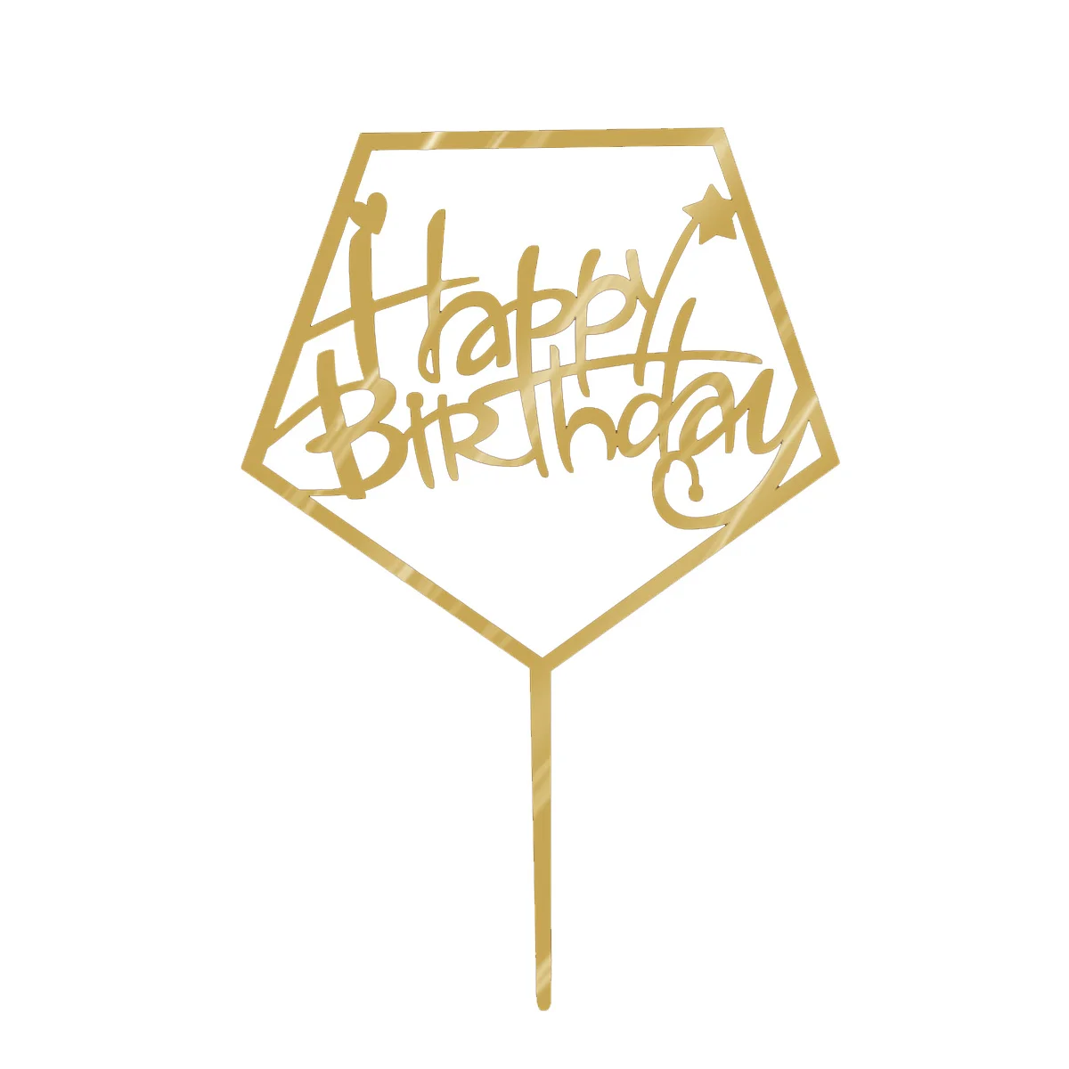 

Acrylic Happy Birthday Cake Topper Gold Mirror Design Birthday Party Food Decoration Cake Topper Reusable