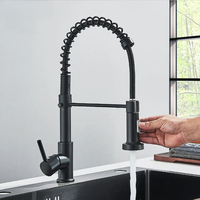 Matte Black Kitchen Faucet Deck Mounted Mixer Tap 360 Degree Rotation Stream Sprayer Nozzle Kitchen Sink Hot Cold Taps