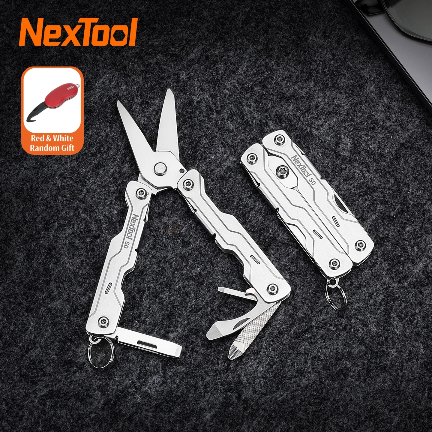 Nextool 8 em 1 micro multiferramentas s0 mini tesoura de marinheiro mini bolso multiferramenta edc dobrável ferramentas manuais acampamento sobrevivência multiferramenta