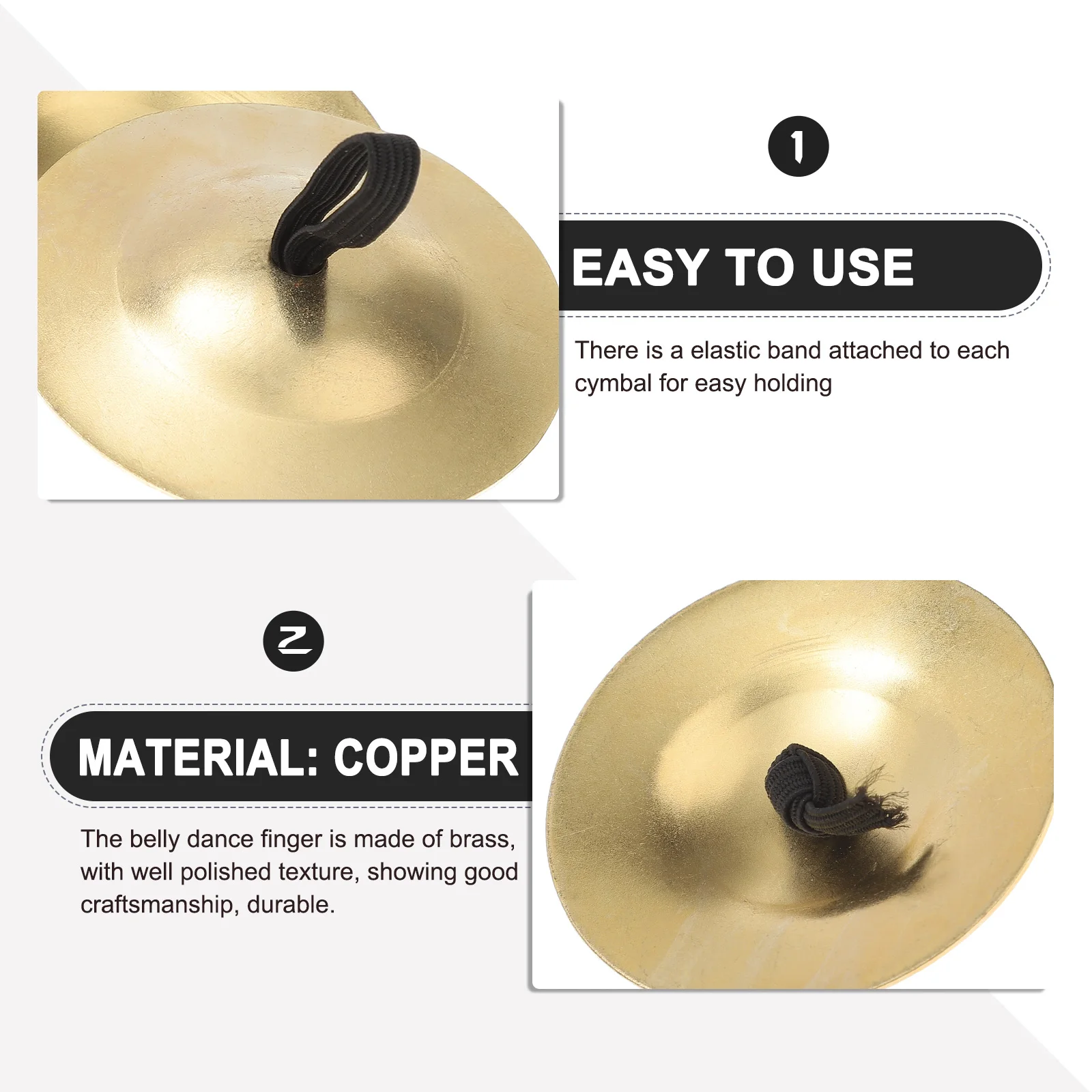 

6pcs Copper Finger Cymbal Light Weight Durable Brass Material Instrument Kids Toy Percussion Zills