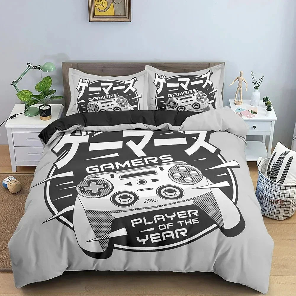 

Top Gamepad Comforter Cover Twin Size Play Gamer Bedding Set Video Games Polyester Duvet Cover Teens Game Quilt Cover