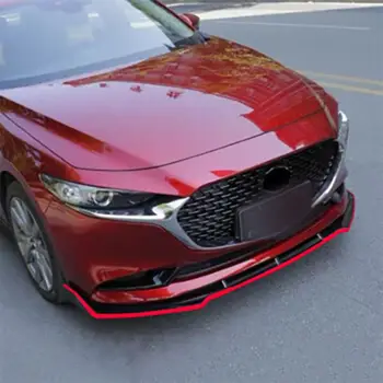 適用於馬自達3 BP 2020-2023款轎車的黑色碳纖維外觀ABS前保險桿唇擾流板分離器蓋板車身套件側裙 10 最佳銷售 馬自達3 BP車身套件 - №1