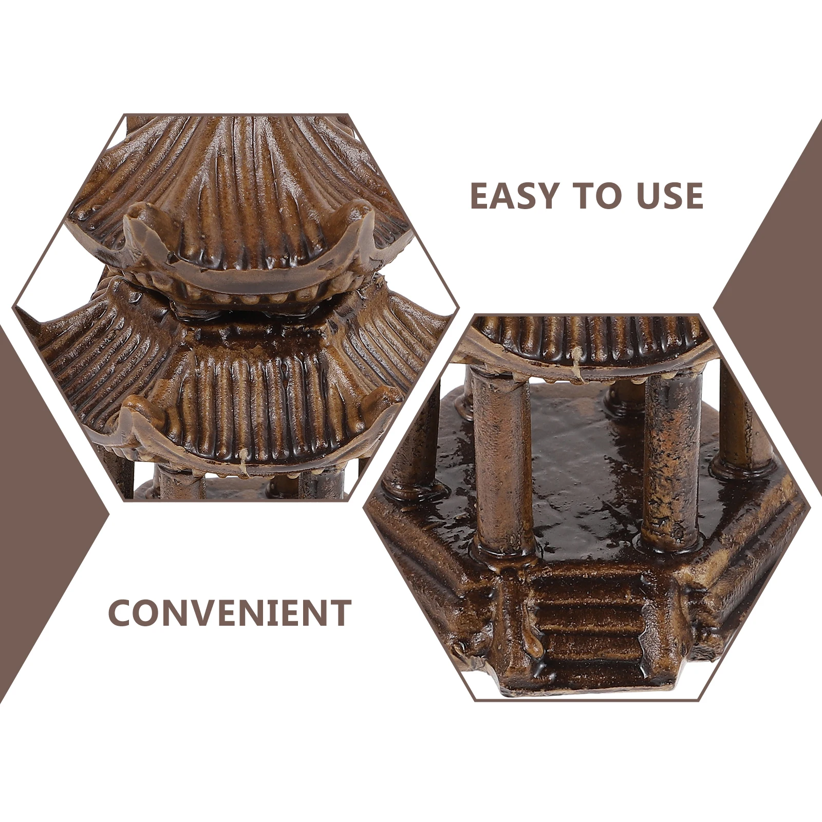 

1Pcs Hexagon Pavilion Ceramic Fish Tank Ornament Aquarium Decorative Landscaping Accessory Tabletop Ornament Natural Scene Decor