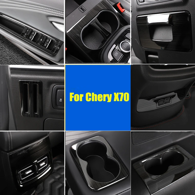 For Chery Jetour X70 2018 2019 Interior Draiwng Black Stainless Steel Decoration Trim