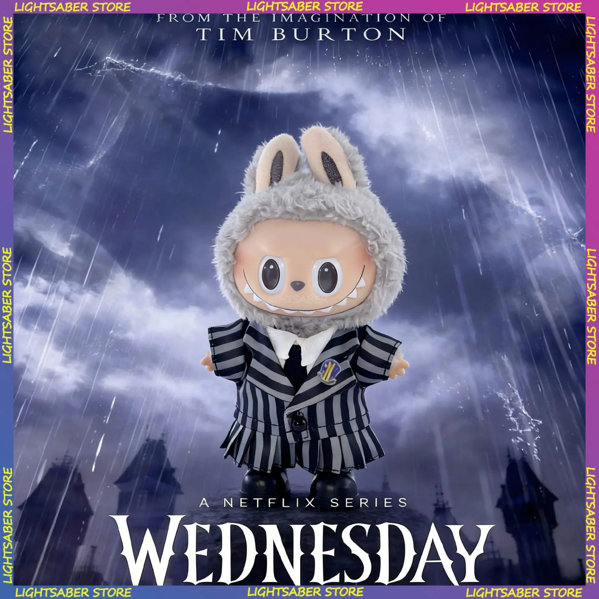 

For Labubu 3.0 Clothes Cartoon Wednesday Addams Western Suit Mini Vinyl Plush Doll Clothing Fashion Doll Accessories Gift