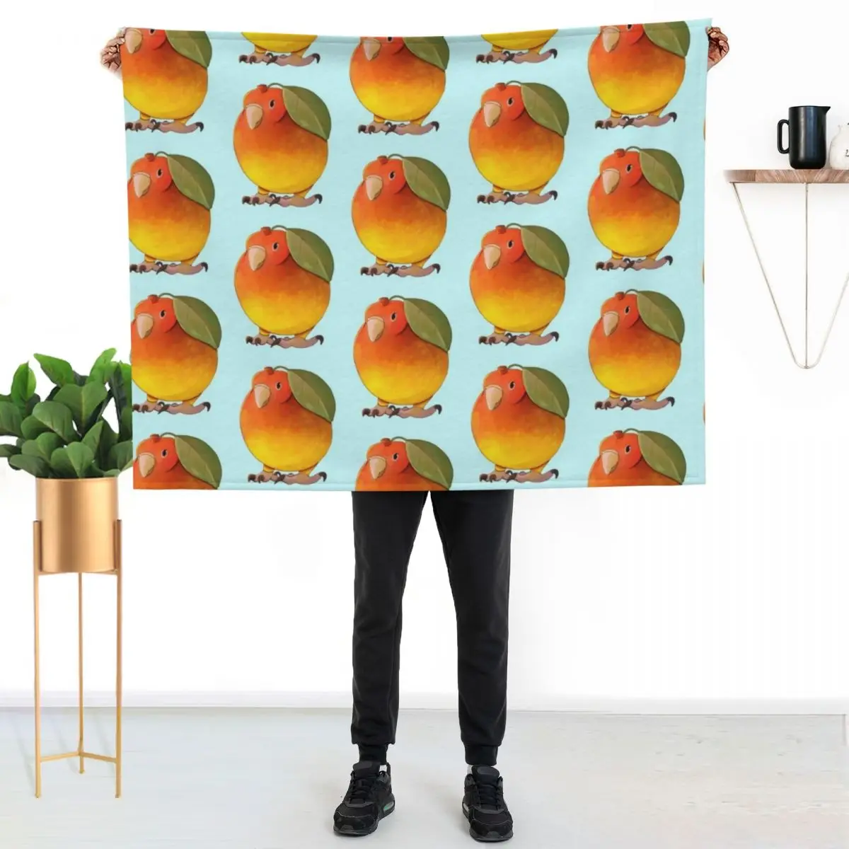 Mango Parrot Throw Blanket couch cozy soft plush fuzzy picnic outdoor blanket