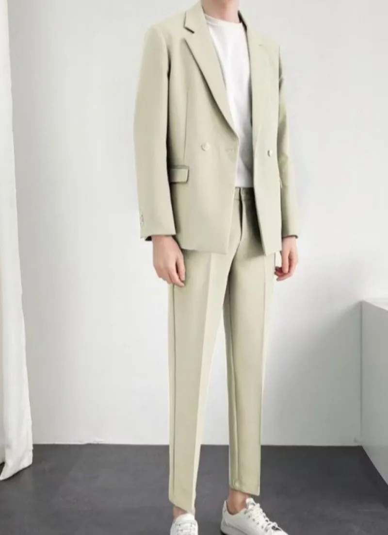 Men's Casual Suit Set Spring Autumn Oversized Blazer Pants Versatile Streetwear Two Piece Suit Trendy Design