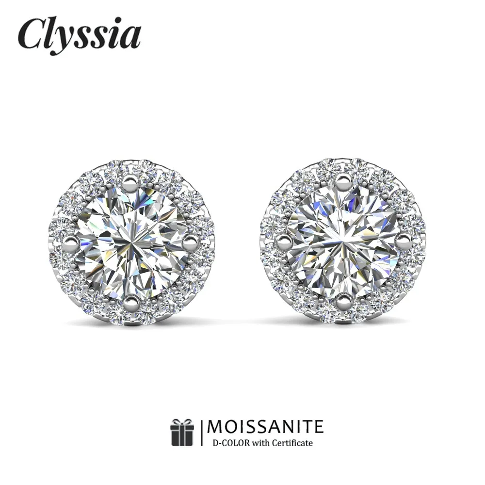

CLYSSIA женские штабелируемые серьги D цвет VVS1 изящные ювелирные изделия из муассанита для женщин элегантные серьги сверкающий подарок на годовщину