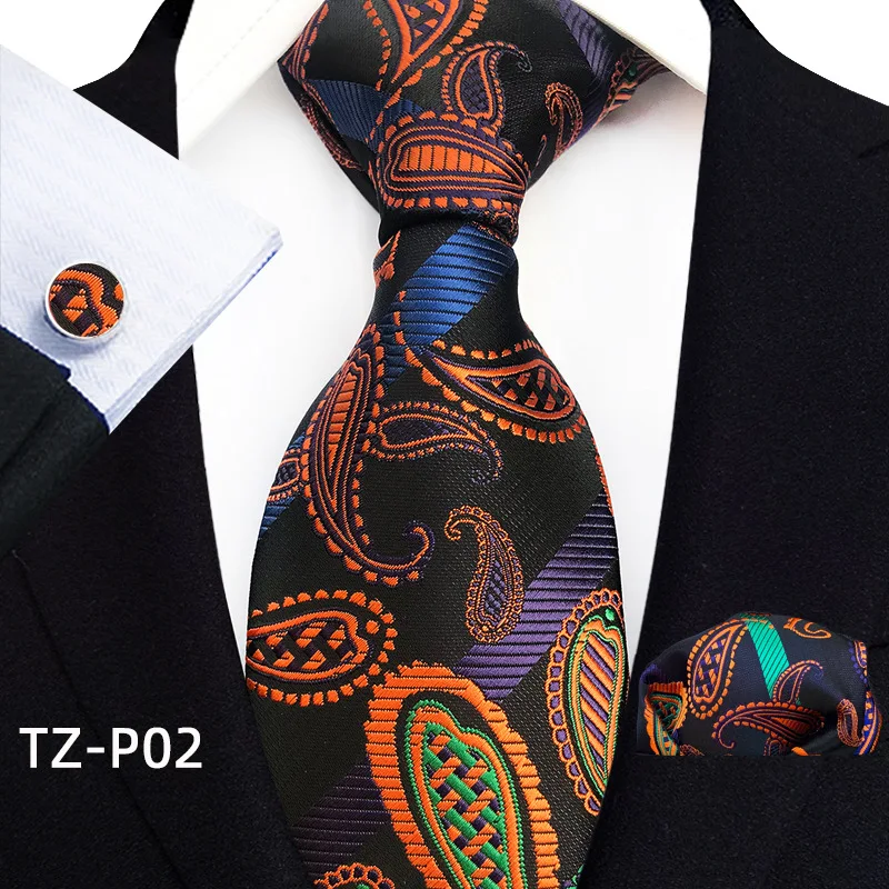 Floral Blau Krawatten Für Männer Hochzeit Party Business Mann Krawatte Taschentuch Brosche Manschettenknöpfe Set Männer Zubehör Gravata – Detail 4