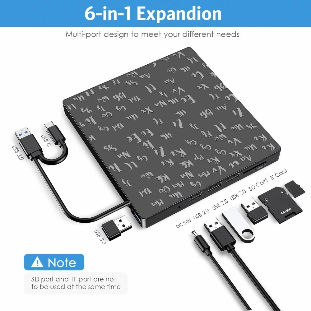 All In One Portable External DVD RW Writer Dual Interface High Speed Optical Drive For Notebook Daily Use
