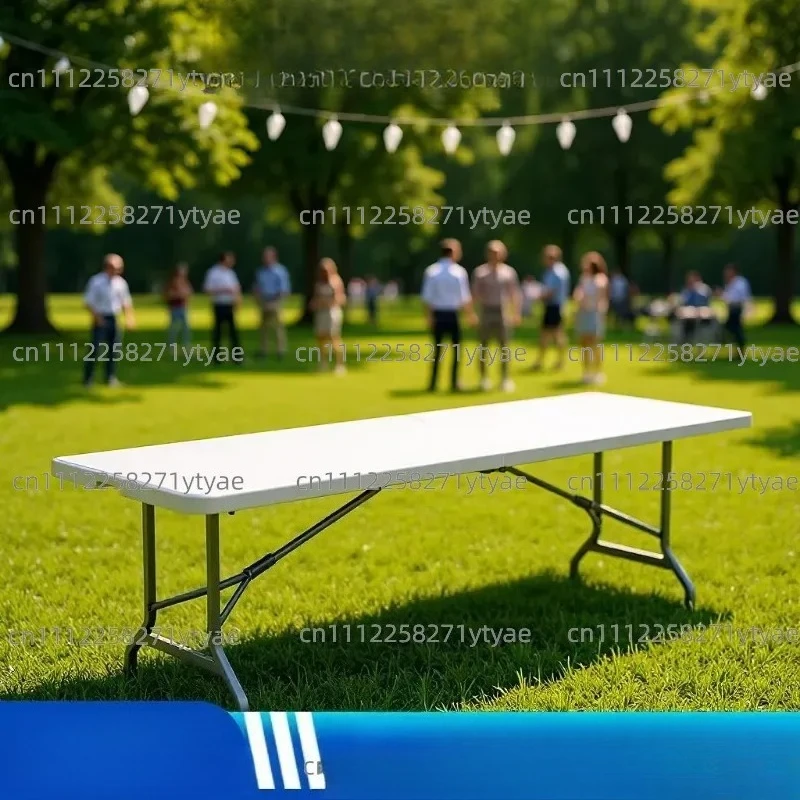 Folding table  HDPE portable stall exhibition rectangular strip plastic study table restaurant dining table and chairs