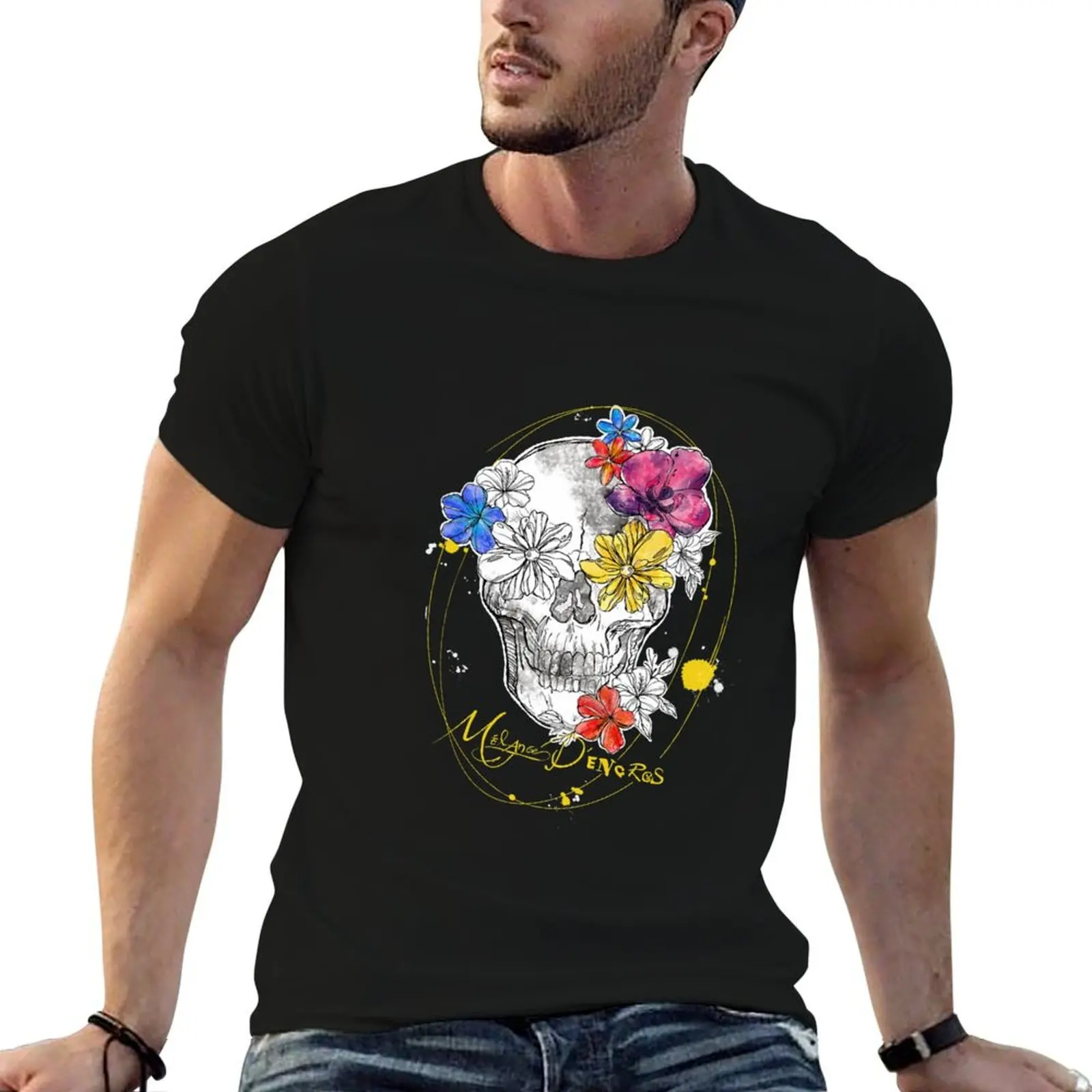 Mixed Ink Tattoo: Skull and Crossbones T-Shirt t shirts cotton 100% mens graphic t shirts man t shirt summer T-shirt