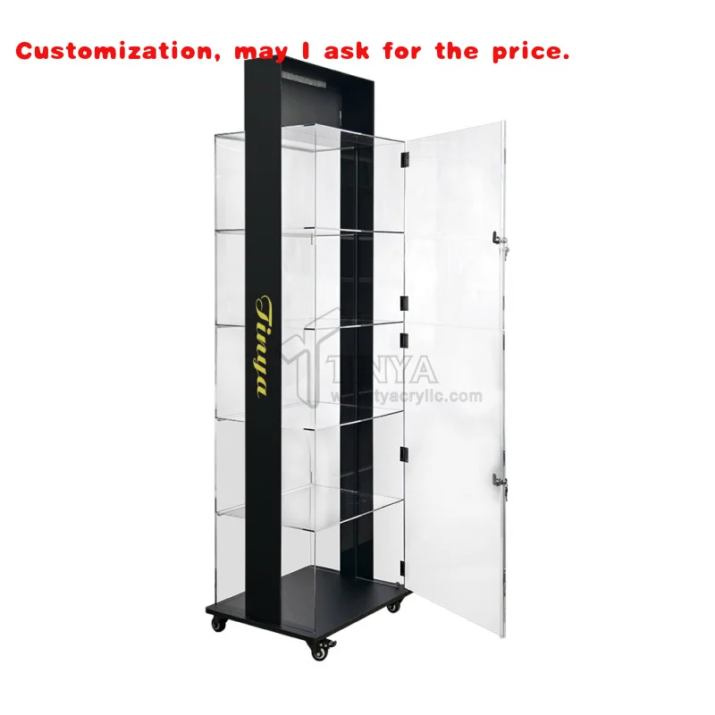

custom.Tinya New Floor Standing Wheels Acrylic Mobile Phone Accessories Display Stand Cell Phone Accessory Display Rack