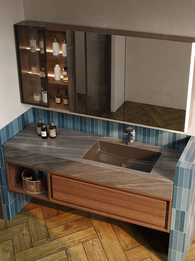 Medieval Bauhaus rock slab ceramic seamless integrated basin bathroom washbasin washbasin bathroom cabinet