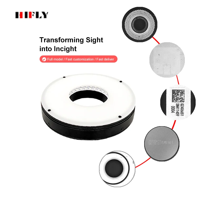HIFLY Large Size 250*204 90 Degree Diffuse LED RGB Dimmable Ring Light Industrial Machine Vision Lighting