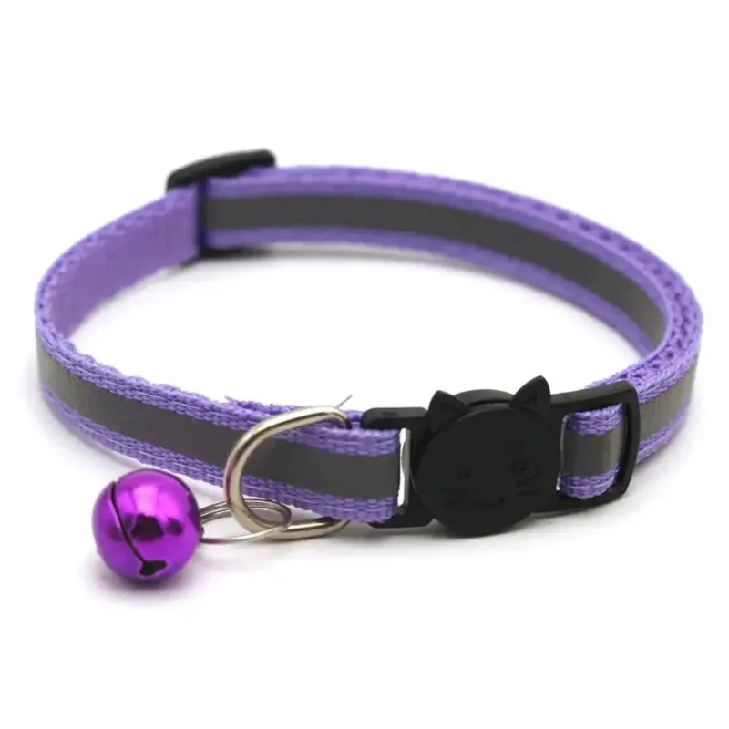 New Neck Strap Reflective Cat Dog Collar Safety Breakaway  Nylon Kitten Puppy Pet with Colorful Bell Puppy Pet Leash Accessories