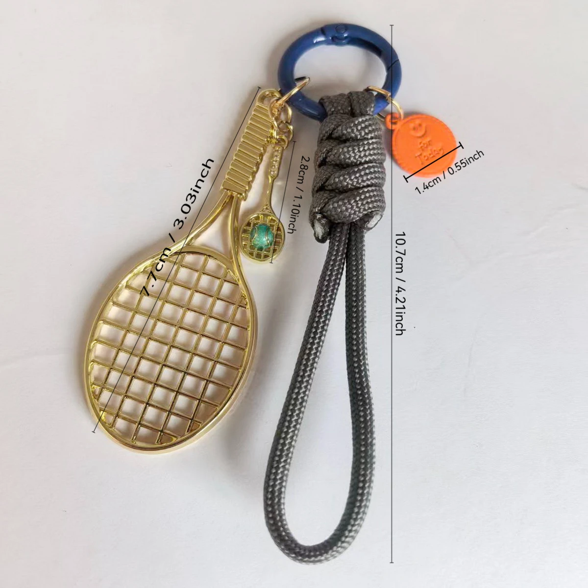 Simulated Large And Mini Tennis Racket Keychain Woven Rope Bag Pendant Mini Round Smiling Face Pendant Sports Enthusiast Gift
