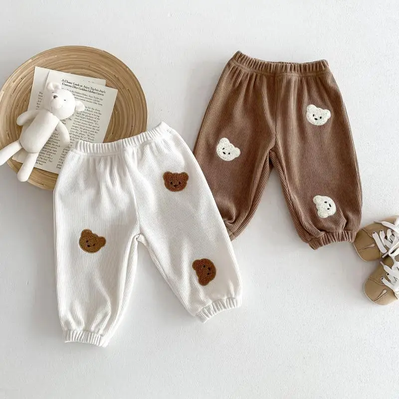 Pantalones informales con estampado de oso para bebé, pantalón holgado de Pp, ropa para niño pequeño, novedad de primavera 2024