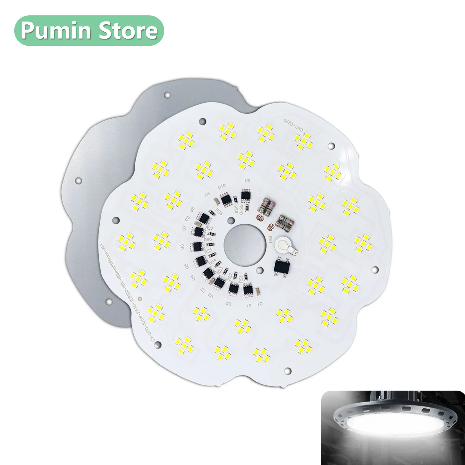 LED AC220V 6500K Intelligent IC 100W 150W 200W Plum Shaped Aluminum SMD2835 For Warehouse Lighting Source Ceiling Lamp DIY