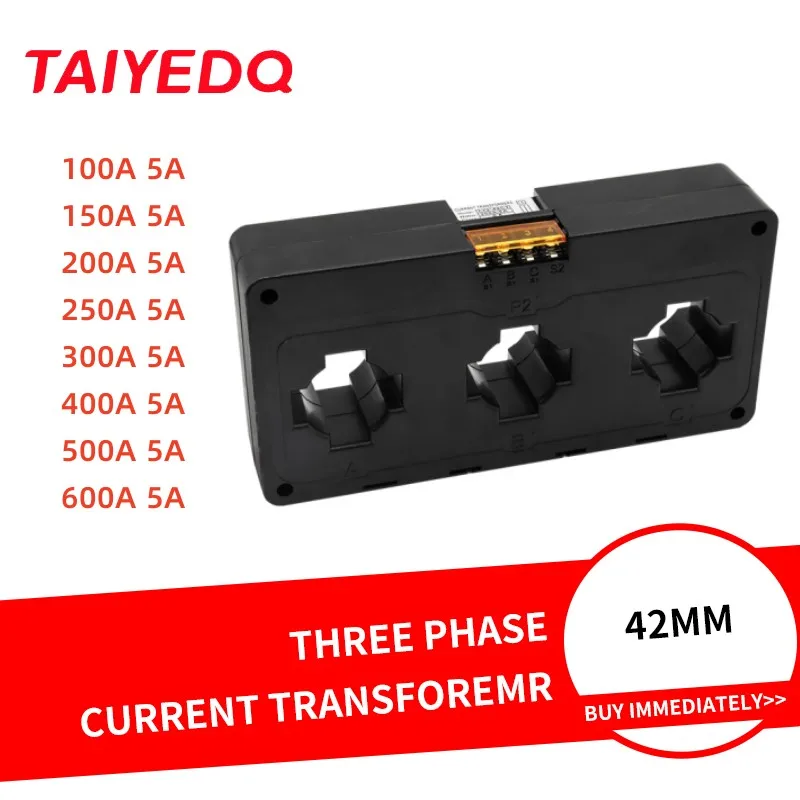 42mm Three Phase Current Transformer 100/200/300/400/600A AC High Precision for Current Metering