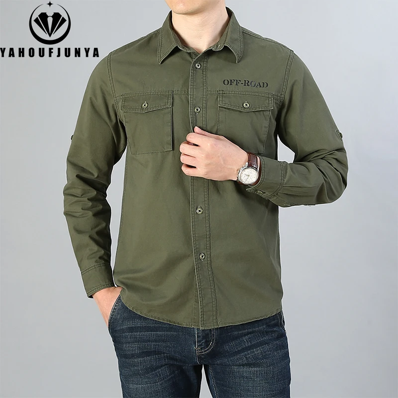 

2024 Spring Men Long Sleeve Solid Color Cotton Lapel Blouses Men Wash Outdoor Casual High-Quality Design Fashion Shirt Male Coat