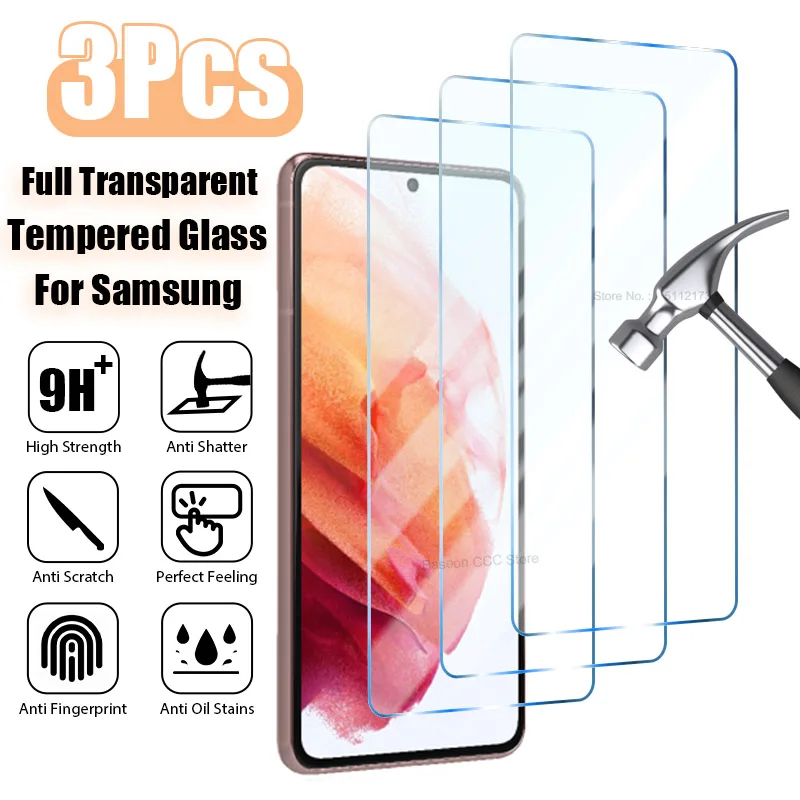 3PCS Tmepered Glass For Samsung Galaxy A54 A14 A52S A34 A32 A22 A13 A53 A23 5G A24 A52 A50 A21S A73 A12 A41 M31 Screen Protector