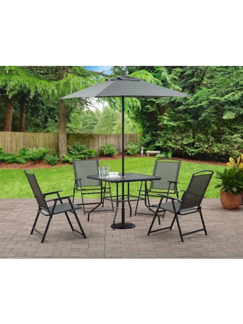 Mainstays Albany Lane 6 Piece Outdoor Patio Dining Set, Grey