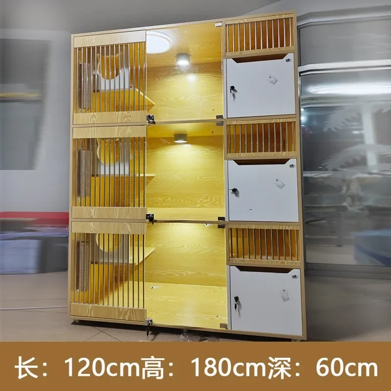 AACustomized Cabinet Cage Solid Wood Three-layer Display Cabinet Large Cage Cat Villa Cat Room Pet Store