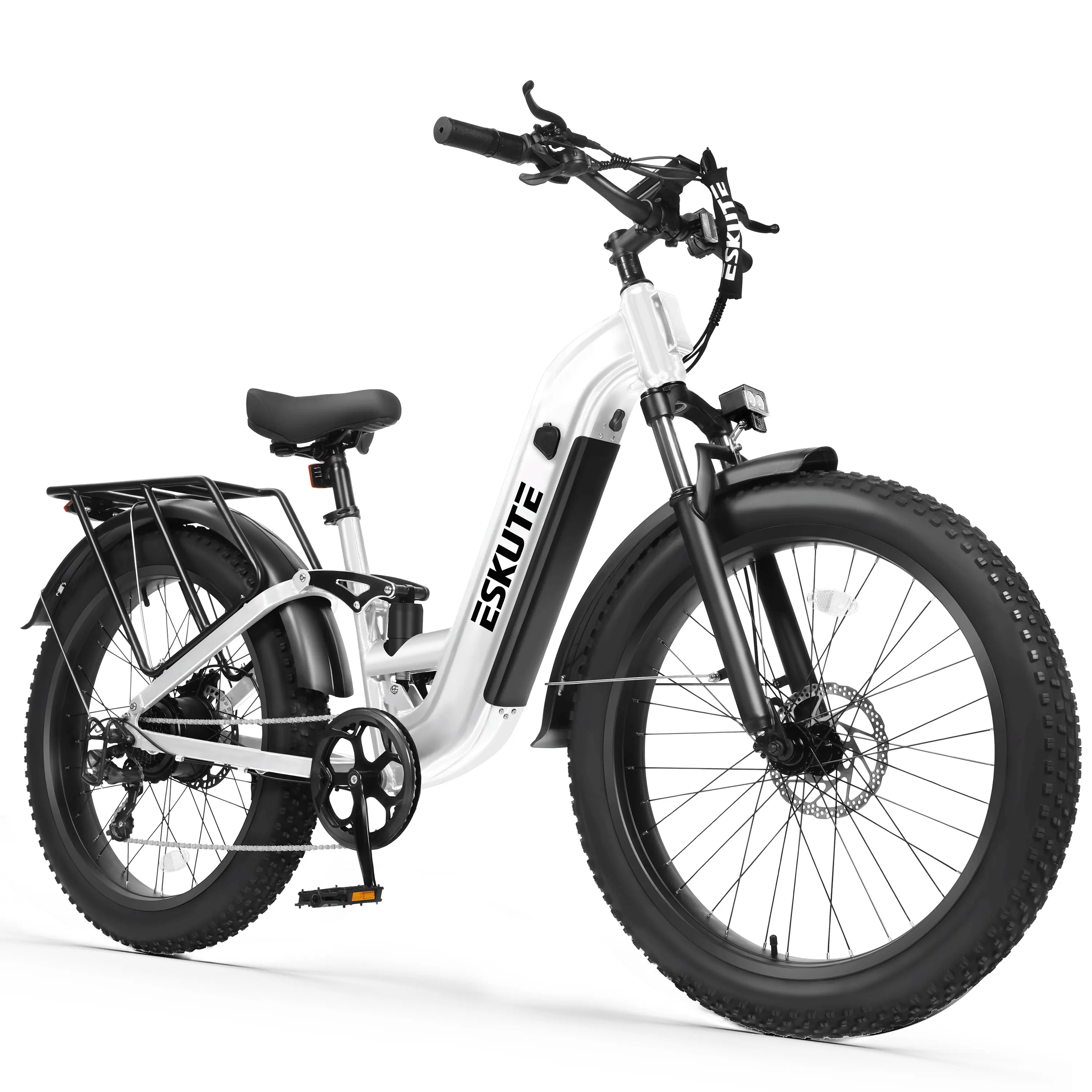ESKUTE C300R-ST - Full Suspensions -  Electric Bike for Adults ，48V20.8Ah Battery Ebike up to 80 Miles, 26x4.0 Fat Tire Step-Through Ebike, 8-Speed, UL2849 E-Bike