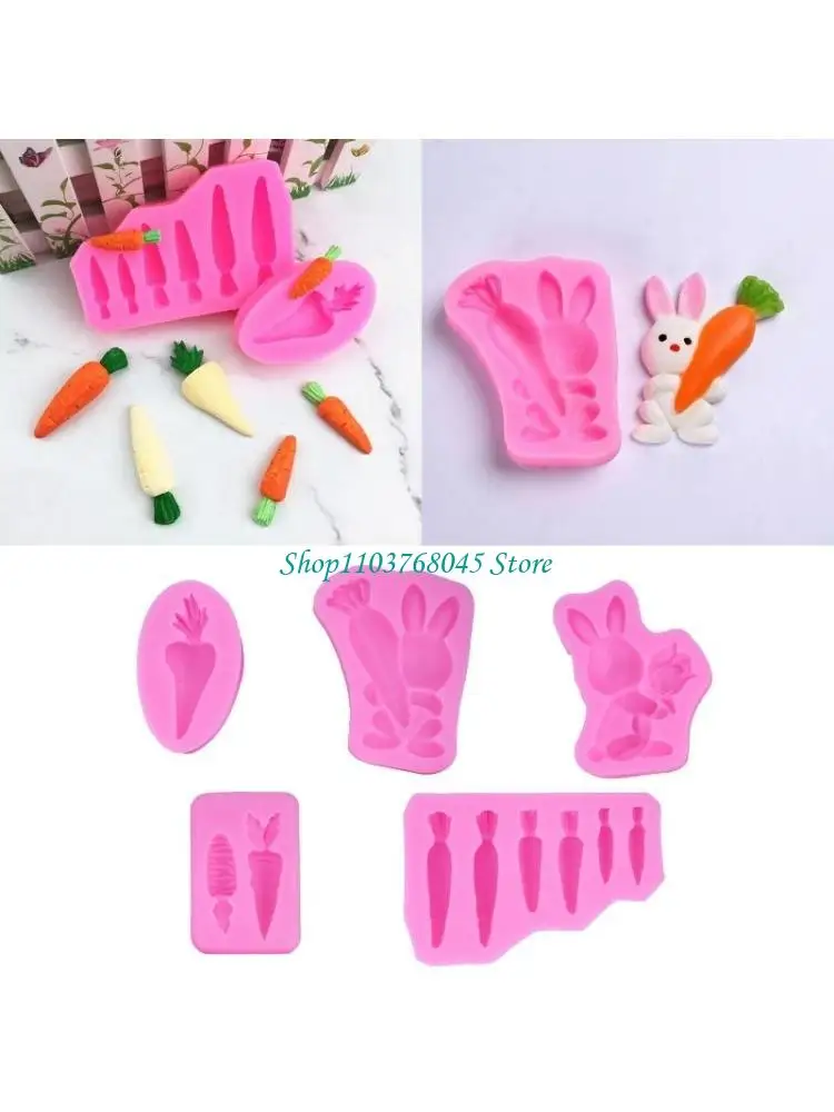 R53F Carrot Mold Silicone Chocolate Candy Mold Easter Birthday Party Cake Decoration Cupcake Durable Gift Home
