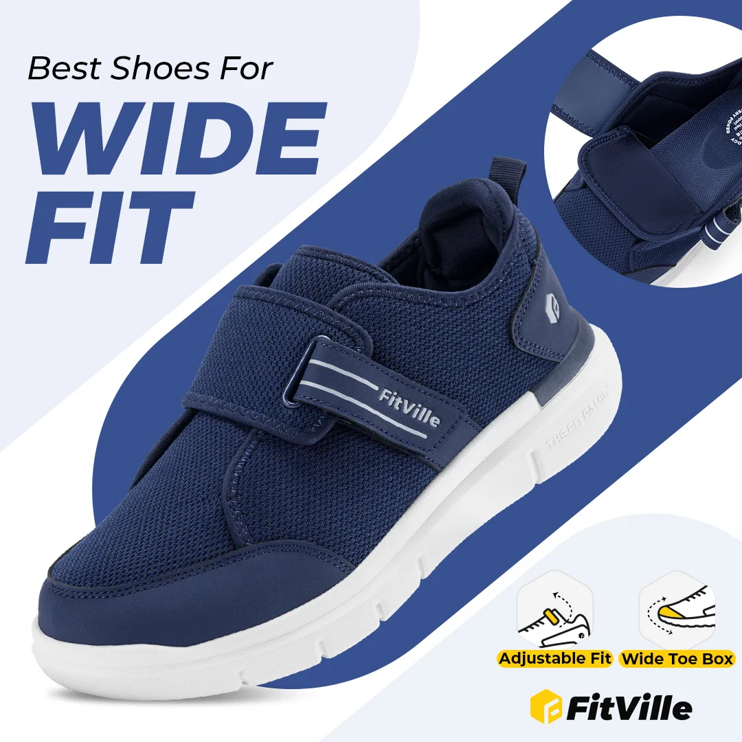 

Fittington Diabetic Shoes For Man Extra Wide Soft Shoes Hook and Loop Walking Shoes For Swollen Feet Foot Pain Relief Neuropathy