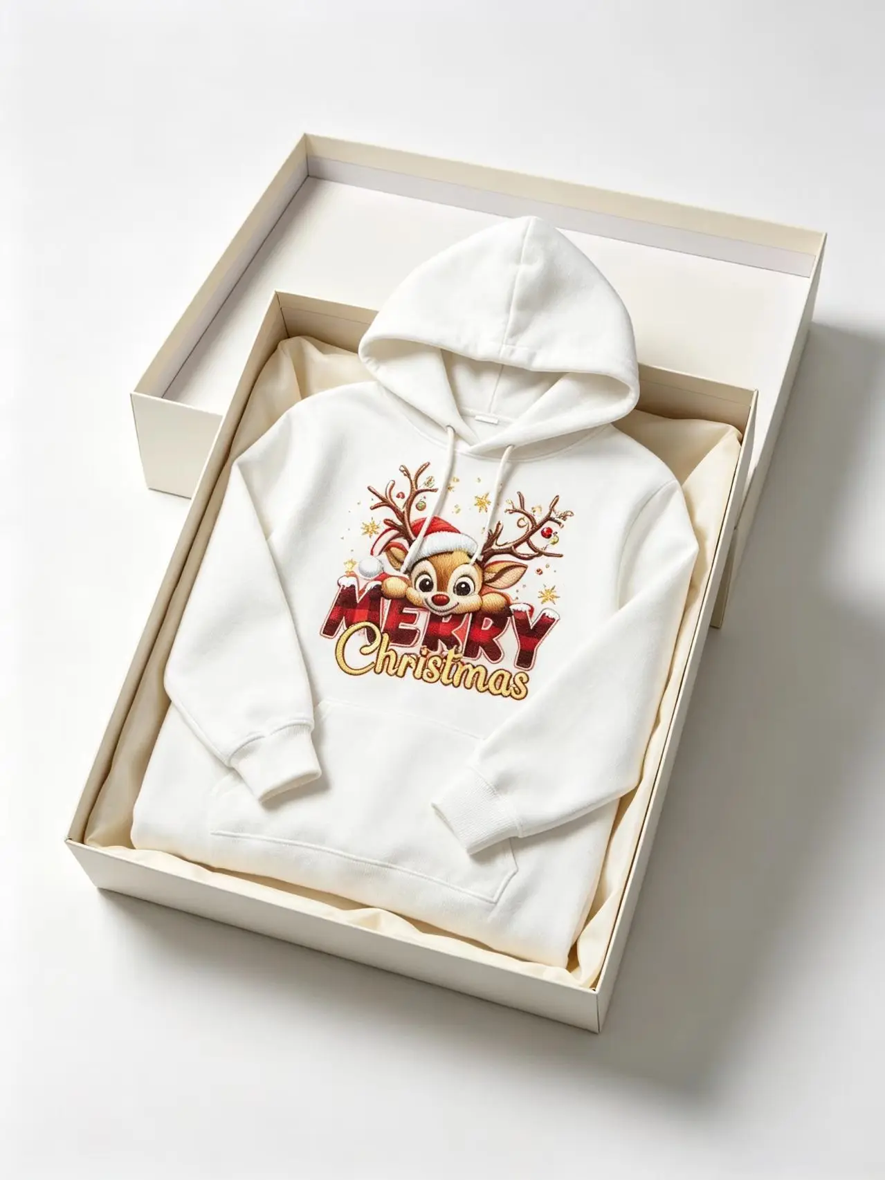 2026 model, men's and women's loose fit, hip-hop Christmas pattern, retro style, street fashion, hooded sweatshirt, autumn colle