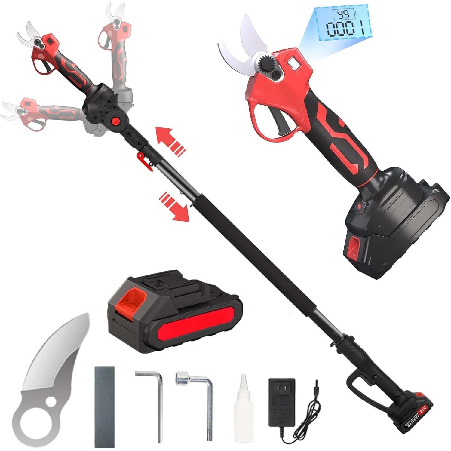 Lithium battery high pole pruning shears electric scissors fruit tree pruning shears rechargeable scissors