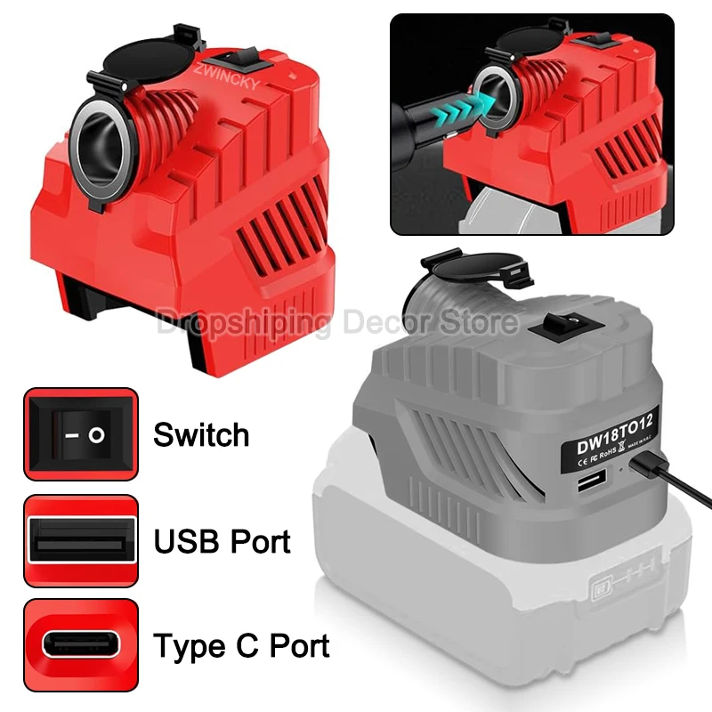 Auto-/Fahrzeug-Geräteadapter für Makita/Dewalt/Milwaukee 18V Li-Ionen-Akku 18V auf 12V Spannungswandler Power Wheel Adapter