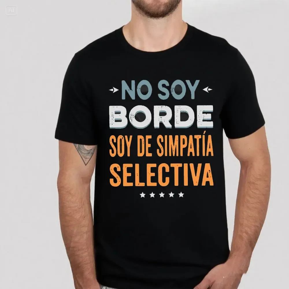 Men No Borde Soy De Simpatía Crewneck T Shirt Funny Spanish Introverts Gift Geek Cotton  Daily Unisex Commuter All-match Tees