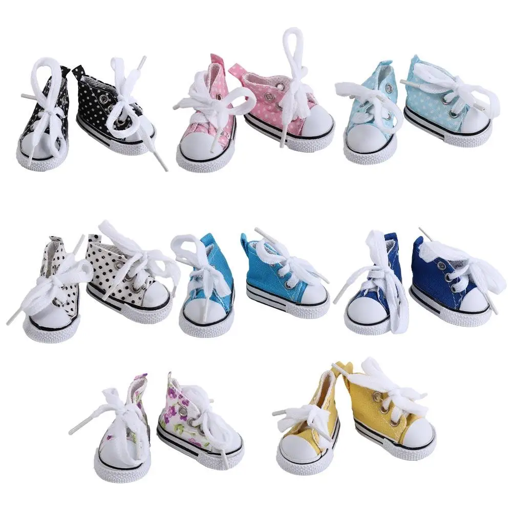 BJD Accessories Cute Doll Mini Canvas Shoes Kawaii Mini BJD Doll Shoes Plastic 5CM Doll Casual Canvas Shoes Children Toy