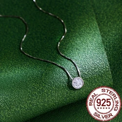 CWWZircons 925 Sterling Silver Pendant Necklace for Women Girl Classic Round Cubic Zircon Fashion Chain Neck Jewelry Gifts SD001