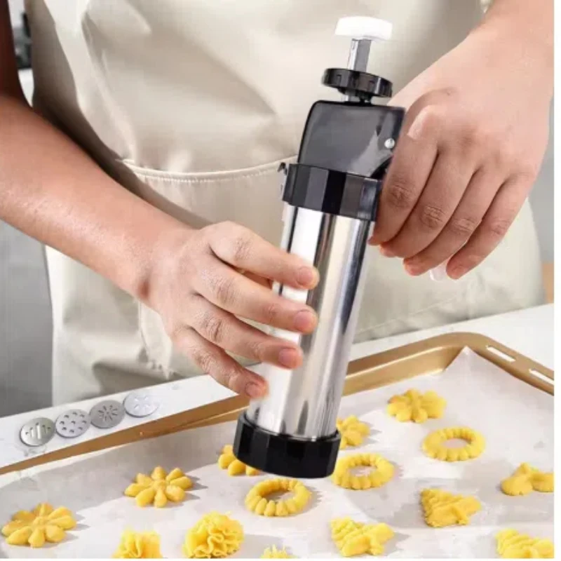 Stainless Steel Cookie gun Cake Cream Decorating Gun Cookie Making Machine Nozzles Mold Pastry Syringe Extruder Baking Tools