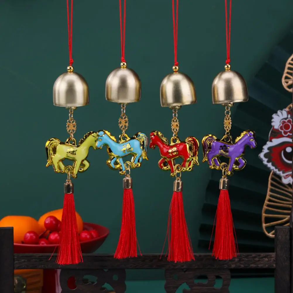 السنة الصينية الجديدة الحصان قلادة 2026 فنغ شوي زودياك الحيوان سحر معلقة شرابة زخرفة مع جرس ثروة الثروة باب المنزل #4