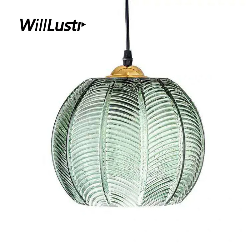 

Modern Leaves Grain Glass Pendant Lamp Hotel Cafe Dining BedRoom Bar Counter Aisle Shop Creative Green Leaf Hanging Lighting