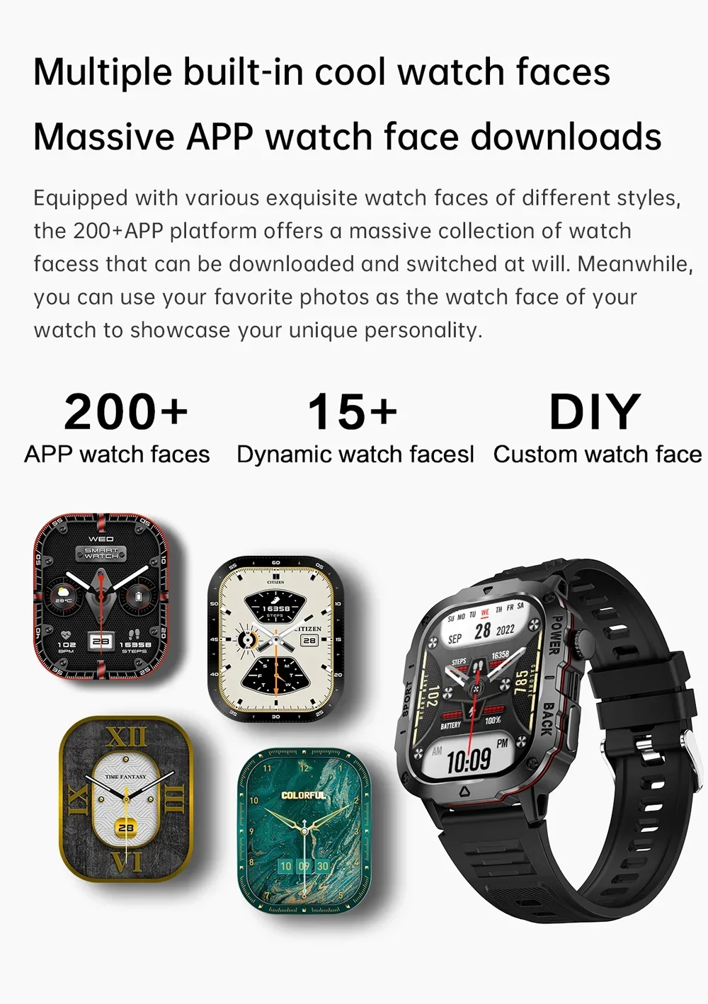 KM01 Smart Watch Men Bluetooth Calls 2.01-inch TFT Screen SMS Information Display Music Playback Outdoor Sports Smartwatch