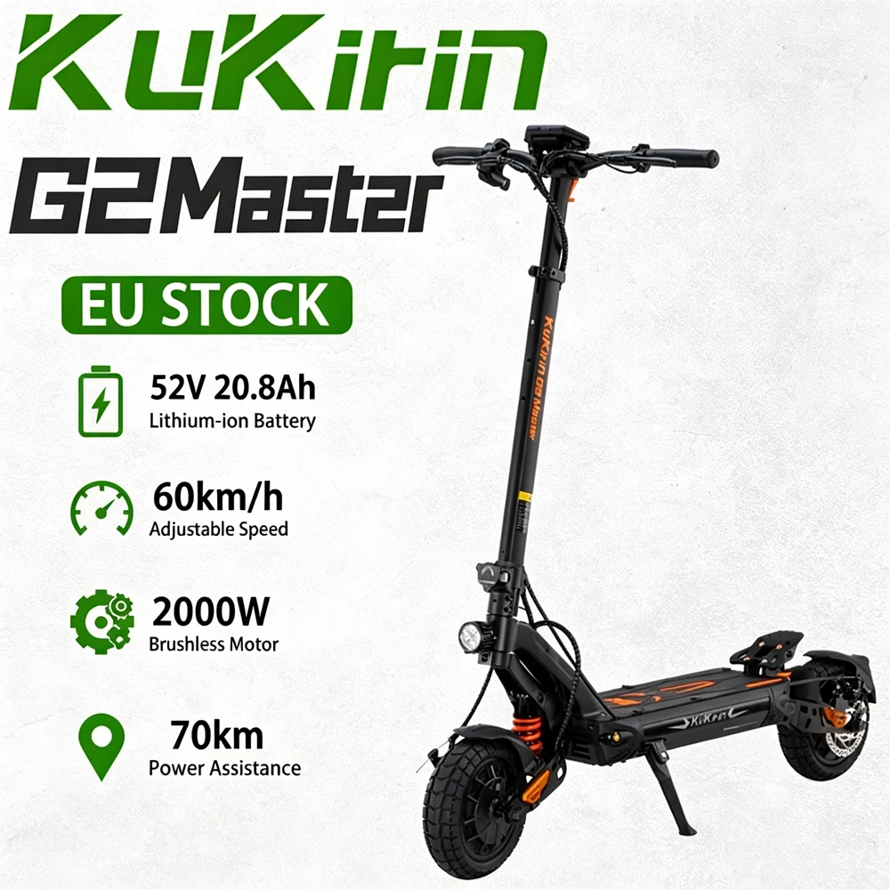 Monopattino Elettrico KuKirin G2 Master con Batteria 52V 20.8Ah, Design Pieghevole, Display Intelligente, Pneumatici da 10 Pollici