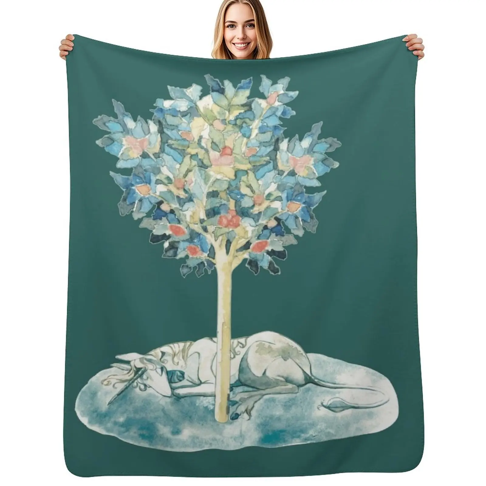 The last unicorn always dreaming medieval inspired design Throw Blanket Luxurious Soft Blanket Holiday Gift for Family