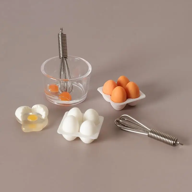 1:12 Scale Dollhouse Miniature Kitchen Scene, Egg Frying Pan Pretend Play Toy Set for Children