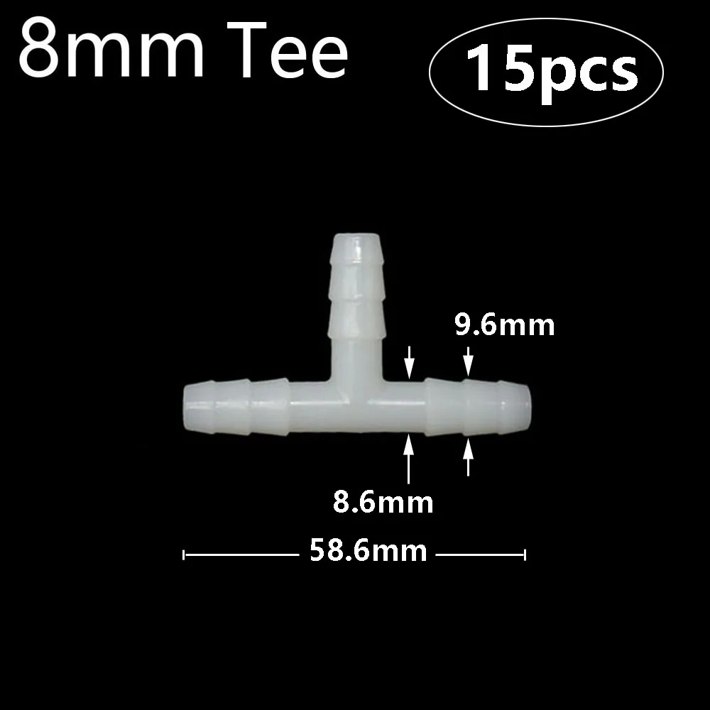 8mm 10mm y-type Tee krzyż wąż rozdzielacz złącza armatura fajka wodna łącznik akwakultura dozownik do wody Adapter 15 sztuk