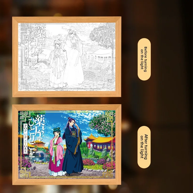 23cm/9.06in Light Painting The Apothecary Diaries Led Night 3D Anime Peripherals Lamp Cartoon Party Supplies Bedroom Decoration