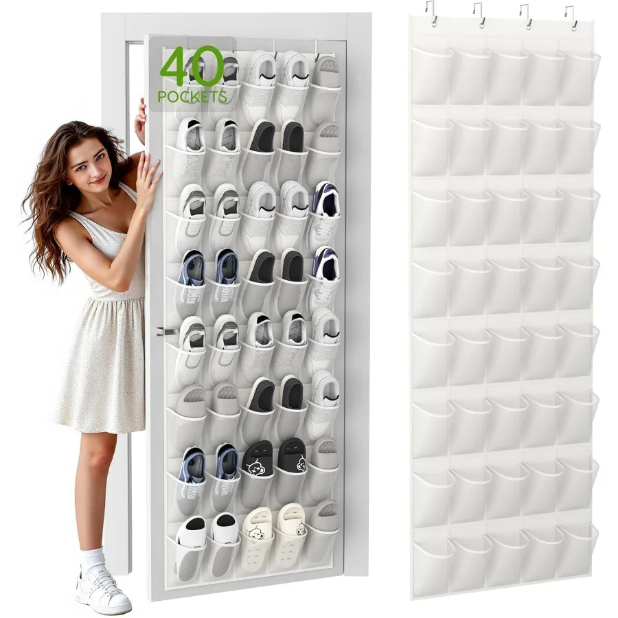 

Over the Door Shoe Organizer with 40 Large Breathable Mesh Pockets Space Saving Shoe Holder Hanging Shoe Rack for Entryway Bedr
